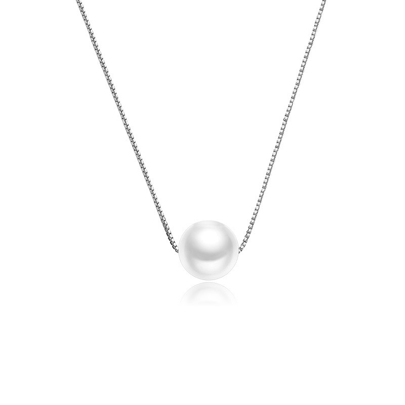 S925 Silver Pearl Minimalist Collarbone Chain Box Chain Necklace for Women product image 5