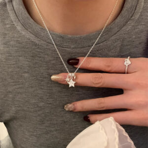 S925 Silver Heart CZ Minimalist Korean Style Collarbone Chain Necklace for Women product image 1