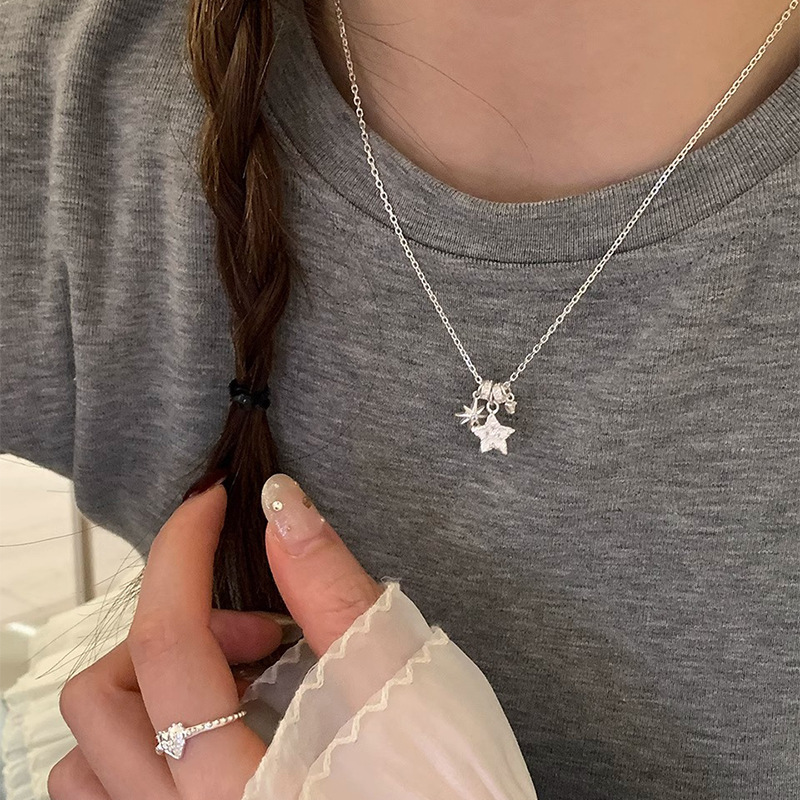 S925 Silver Heart CZ Minimalist Korean Style Collarbone Chain Necklace for Women product image 3