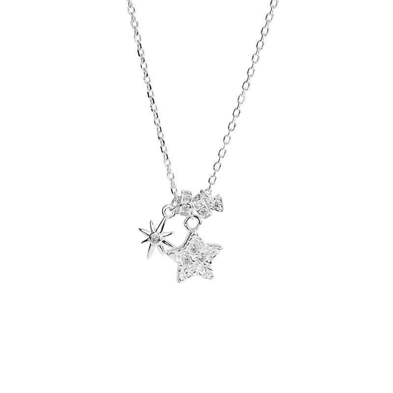 S925 Silver Heart CZ Minimalist Korean Style Collarbone Chain Necklace for Women product image 5