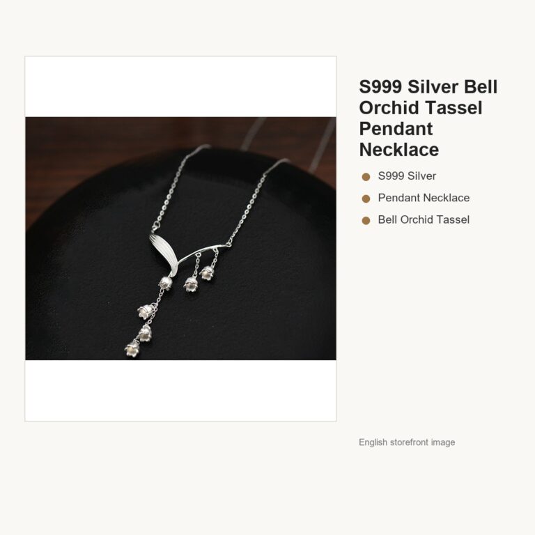 S999 Silver Bell Orchid Tassel Pendant Necklace gallery image 1