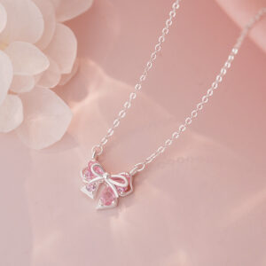 S999 Silver Bow Collarbone Chain Necklace for Women main image 1