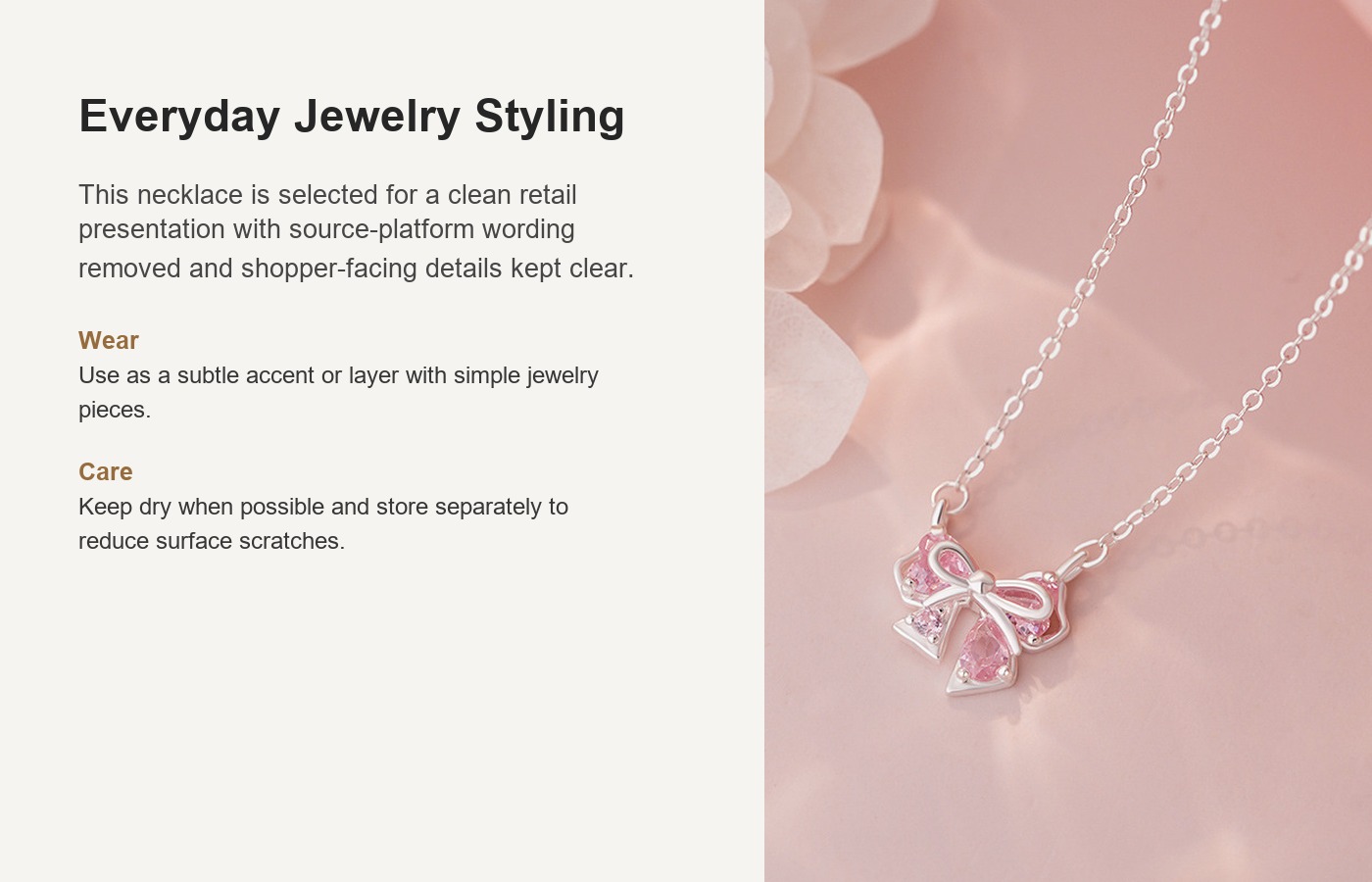 S999 Silver Bow Collarbone Chain Necklace for Women detail image