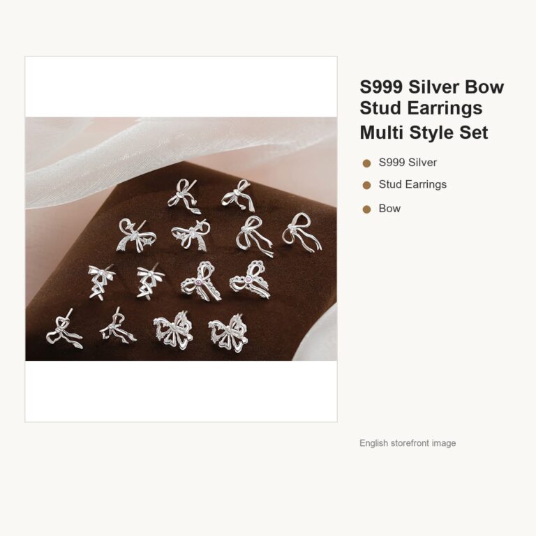 S999 Silver Bow Stud Earrings Multi Style Set for Women gallery image 1