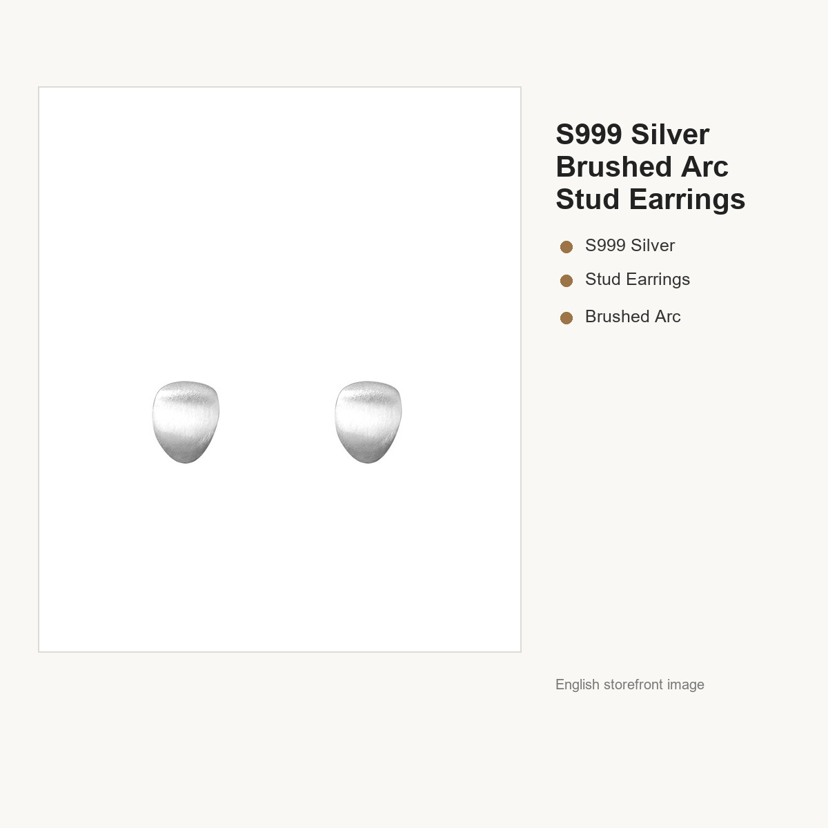 S999 Silver Brushed Arc Stud Earrings for Women gallery image 5