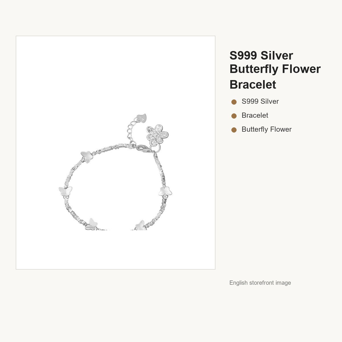 S999 Silver Butterfly Flower Bracelet for Women gallery image 5