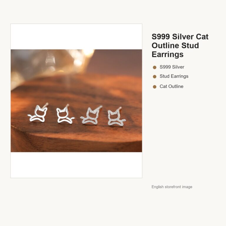 S999 Silver Cat Outline Stud Earrings for Women gallery image 1