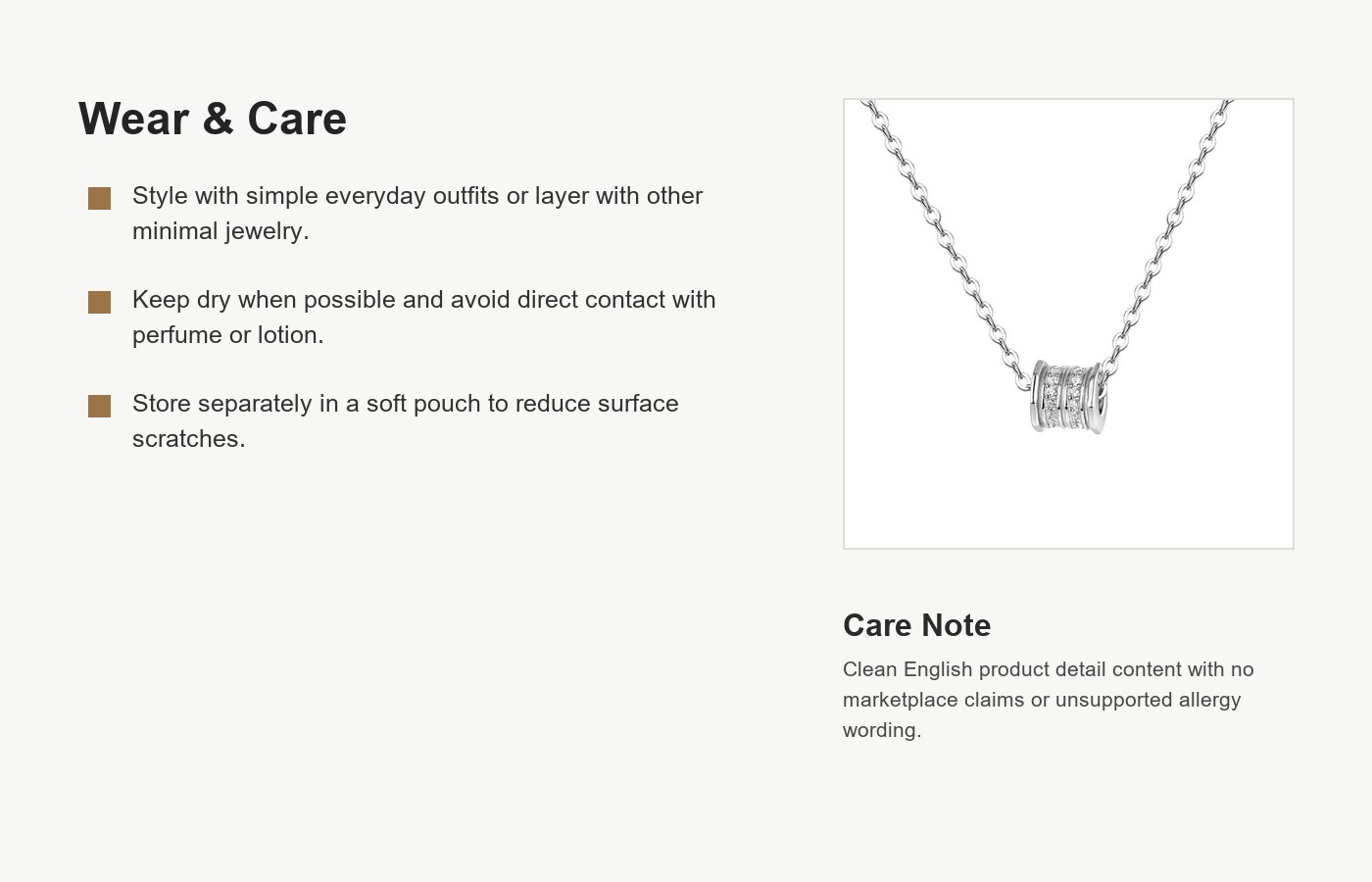 S999 Silver CZ Barrel Pendant Necklace for Women detail image