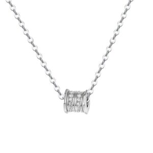 S999 Silver CZ Barrel Pendant Necklace for Women main product image 1