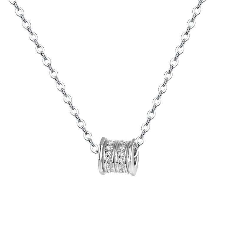 S999 Silver CZ Barrel Pendant Necklace for Women main product image 1