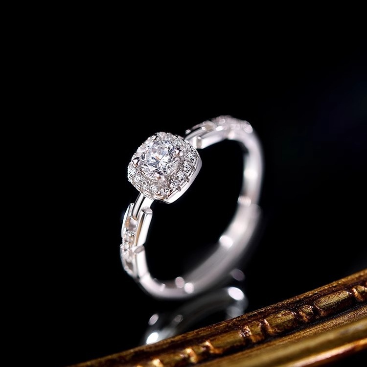 S999 Silver CZ Full CZ Minimalist Light Luxury Ring for Women main image 1