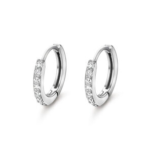 S999 Silver CZ Huggie Hoop Earrings for Women main product image 1