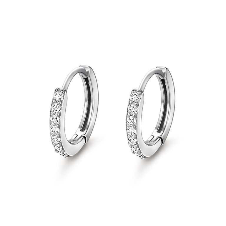 S999 Silver CZ Huggie Hoop Earrings for Women main product image 1
