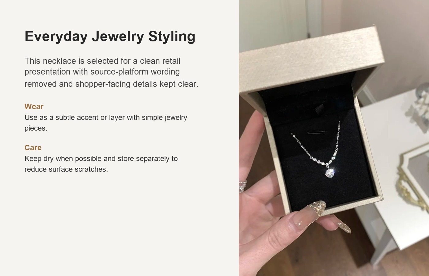 S999 Silver CZ Minimalist Collarbone Chain Cross Chain Necklace for Women detail image