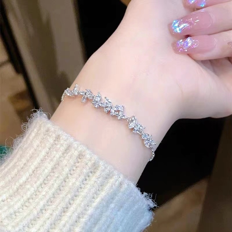 S999 Silver CZ Minimalist Light Luxury Bracelet for Women main image 3