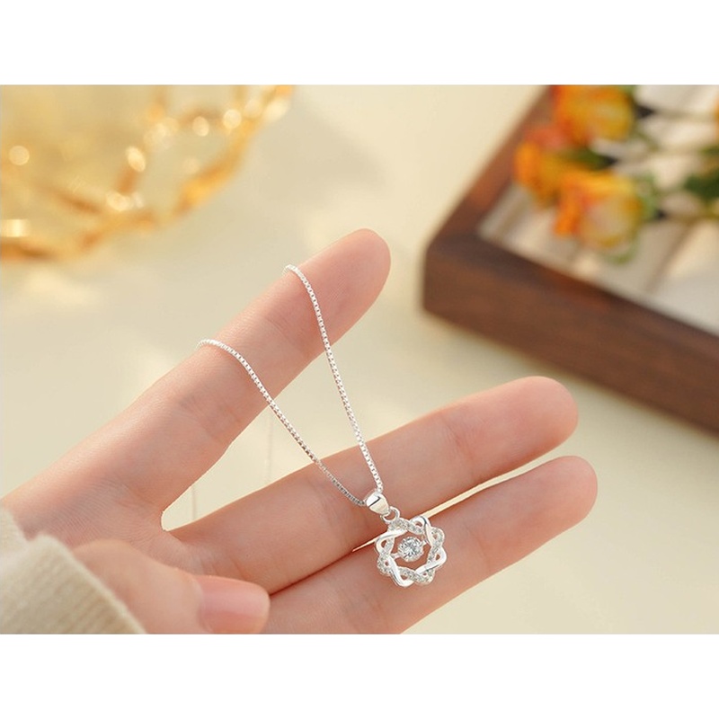 S999 Silver CZ Pendant Necklace for Women clean product image 1