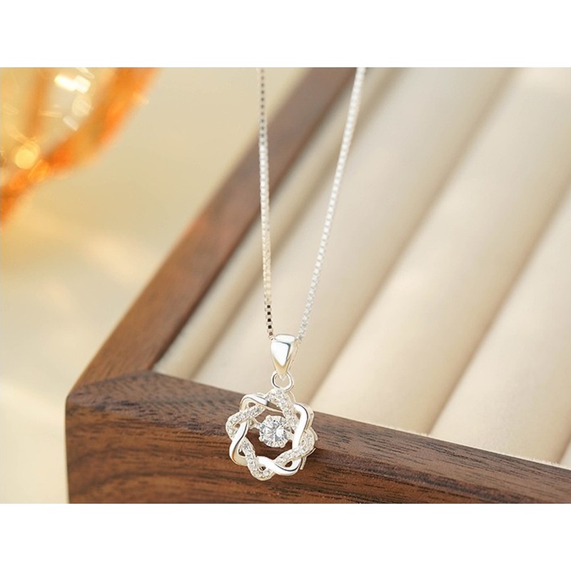 S999 Silver CZ Pendant Necklace for Women clean product image 2