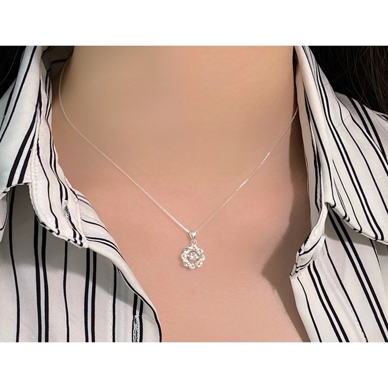 S999 Silver CZ Pendant Necklace for Women clean product image 3