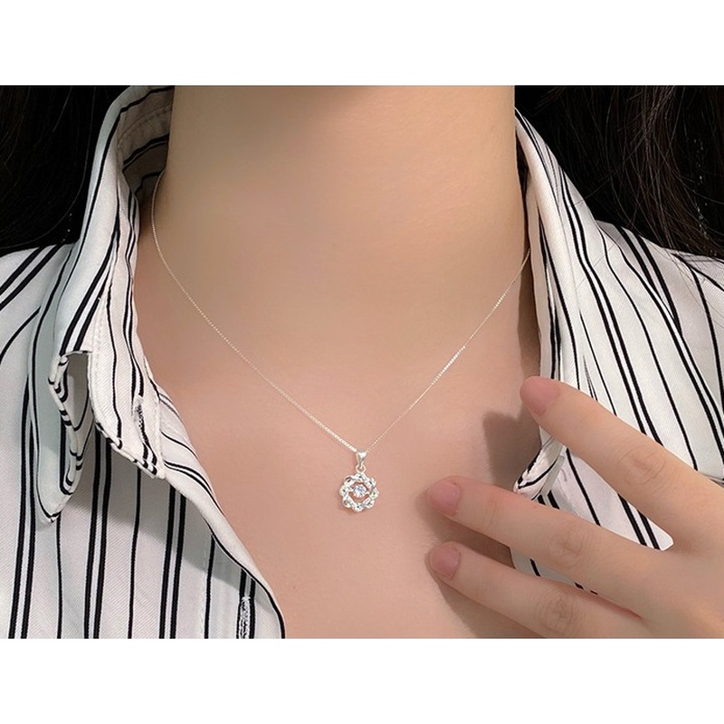 S999 Silver CZ Pendant Necklace for Women clean product image 4