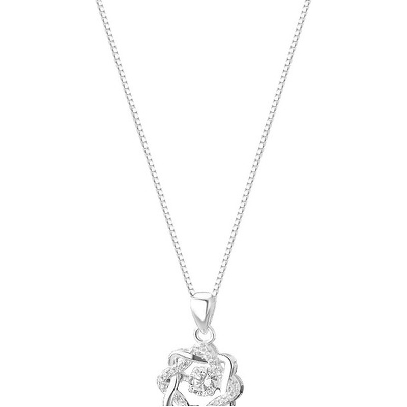 S999 Silver CZ Pendant Necklace for Women clean product image 5