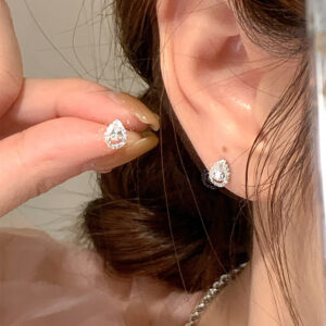 S999 Silver CZ Sparkle CZ Minimalist Stud Earrings for Women main image 1