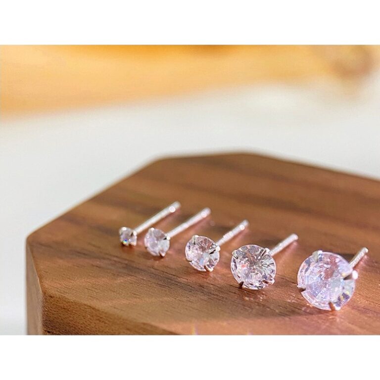 S999 Silver CZ Stud Earrings for Women clean product image 1