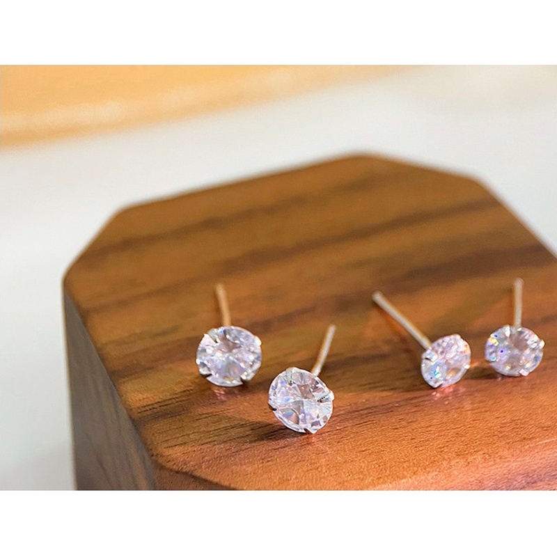 S999 Silver CZ Stud Earrings for Women clean product image 2