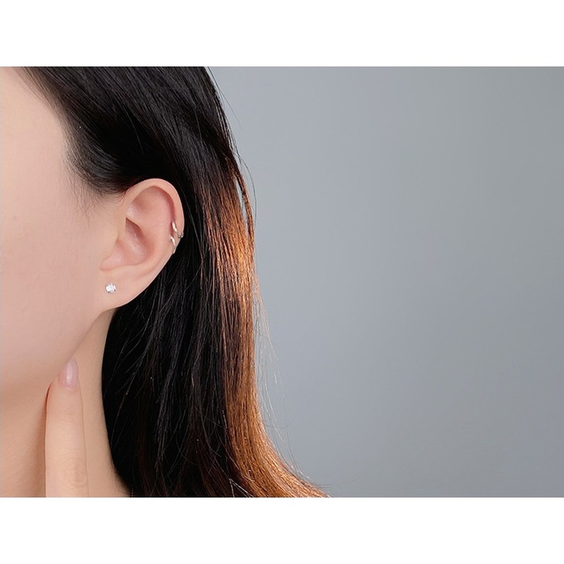 S999 Silver CZ Stud Earrings for Women clean product image 3