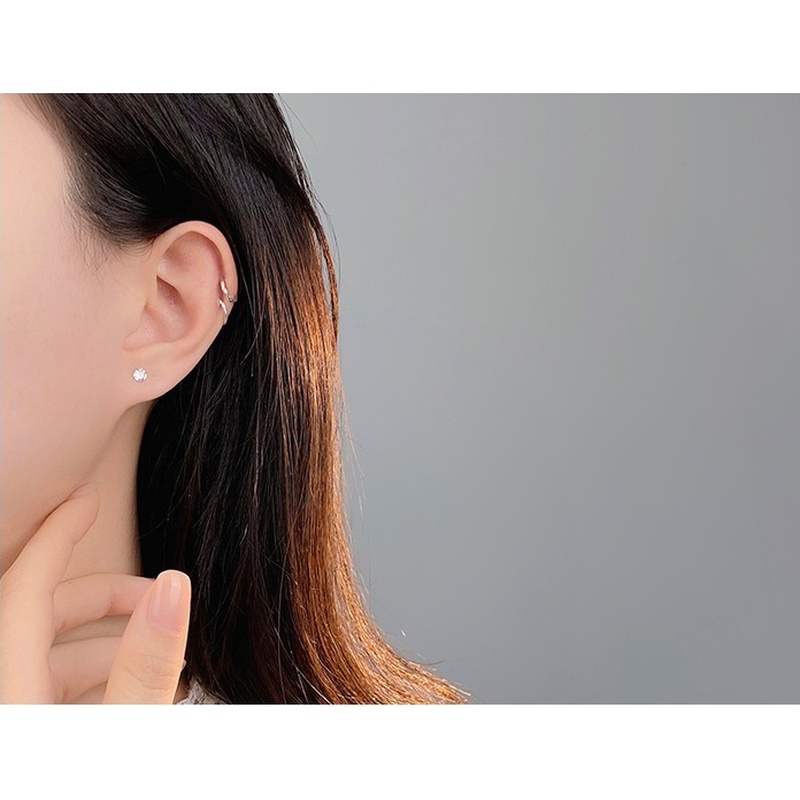 S999 Silver CZ Stud Earrings for Women clean product image 4