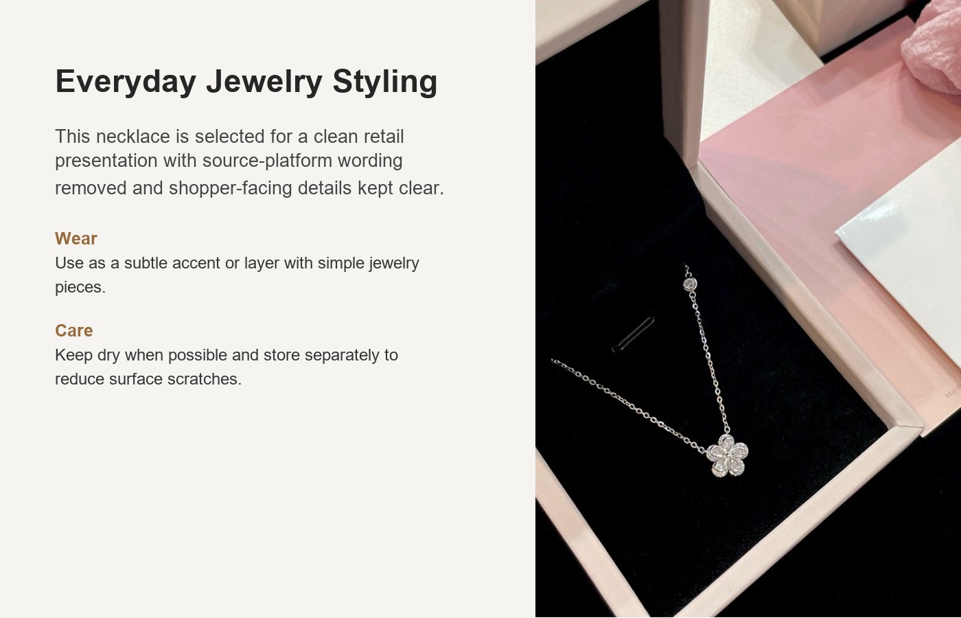 S999 Silver Flower CZ Full CZ Minimalist Light Luxury Necklace for Women detail image