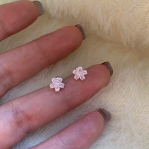 S999 Silver Flower CZ Minimalist Korean Style Stud Earrings for Women main image 1