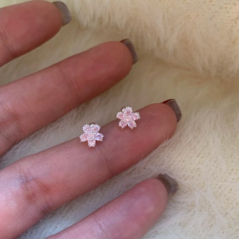 S999 Silver Flower CZ Minimalist Korean Style Stud Earrings for Women main image 1