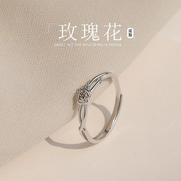 S999 Silver Flower Light Luxury Adjustable Open Ring for Women main image 1