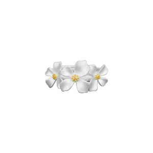 S999 Silver Gardenia Flower Jewelry Set with Necklace Earrings and Ring main product image 1