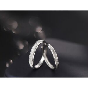 S999 Silver Geometric Plain Band Couple Ring Set for Women and Men clean product image 1