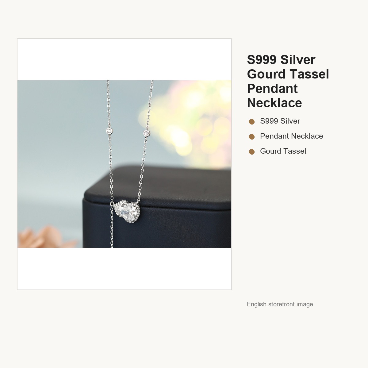 S999 Silver Gourd Tassel Pendant Necklace for Women gallery image 1