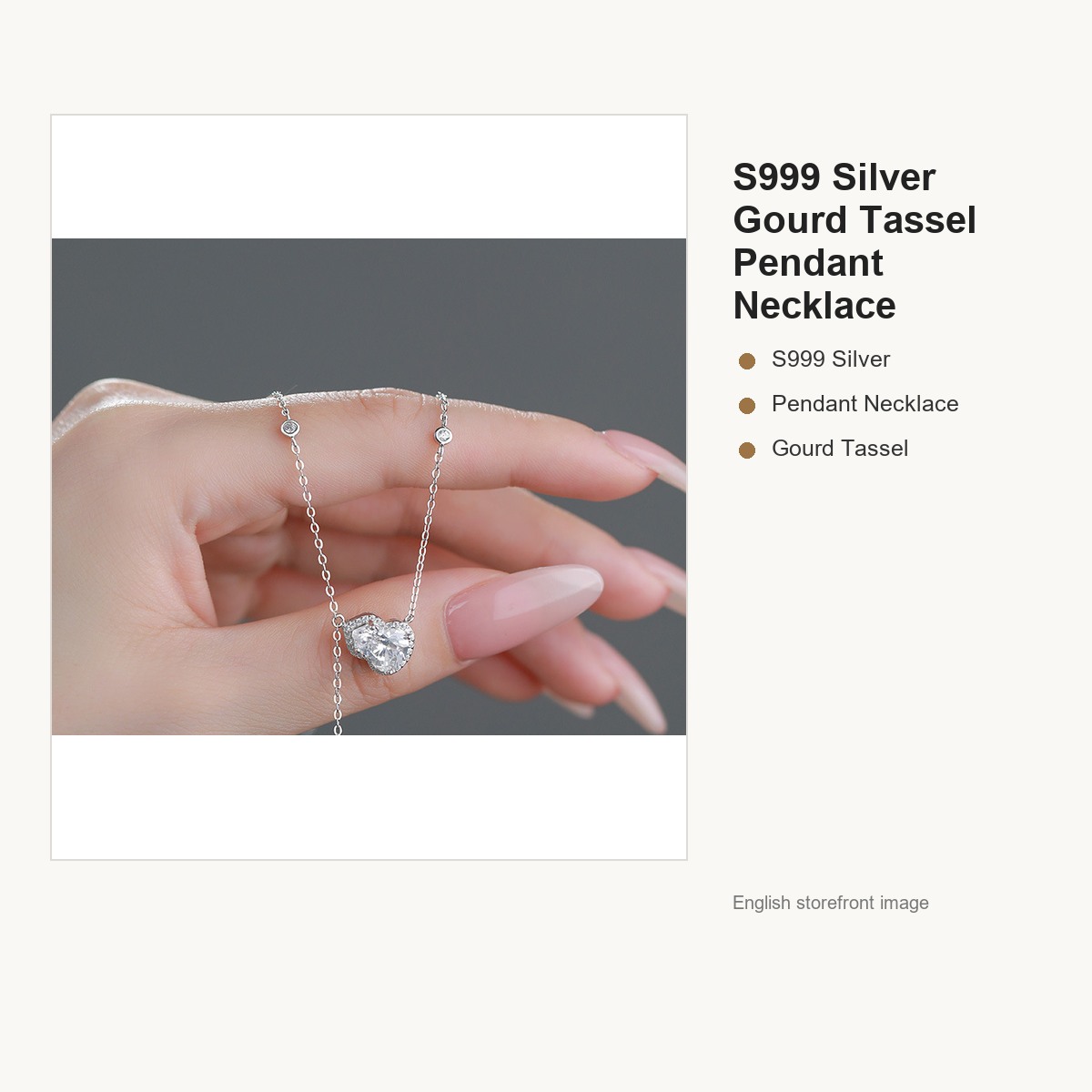 S999 Silver Gourd Tassel Pendant Necklace for Women gallery image 2