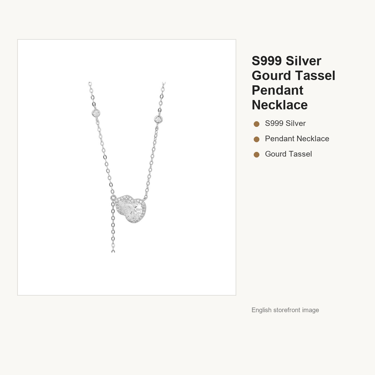 S999 Silver Gourd Tassel Pendant Necklace for Women gallery image 5