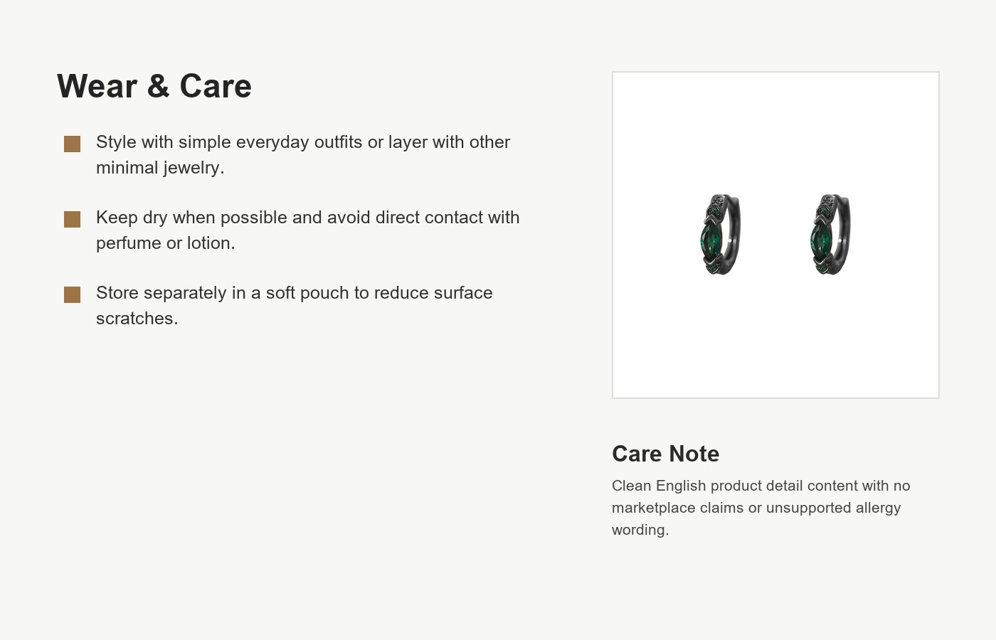 S999 Silver Green Eye Huggie Hoop Earrings for Women detail image