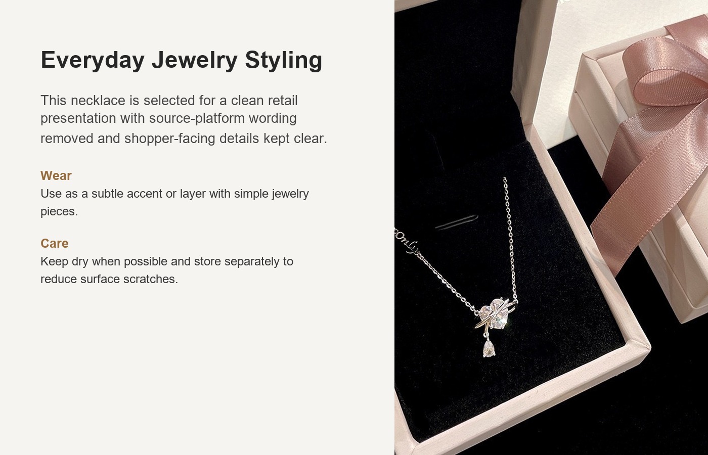 S999 Silver Heart Collarbone Chain Necklace for Women detail image