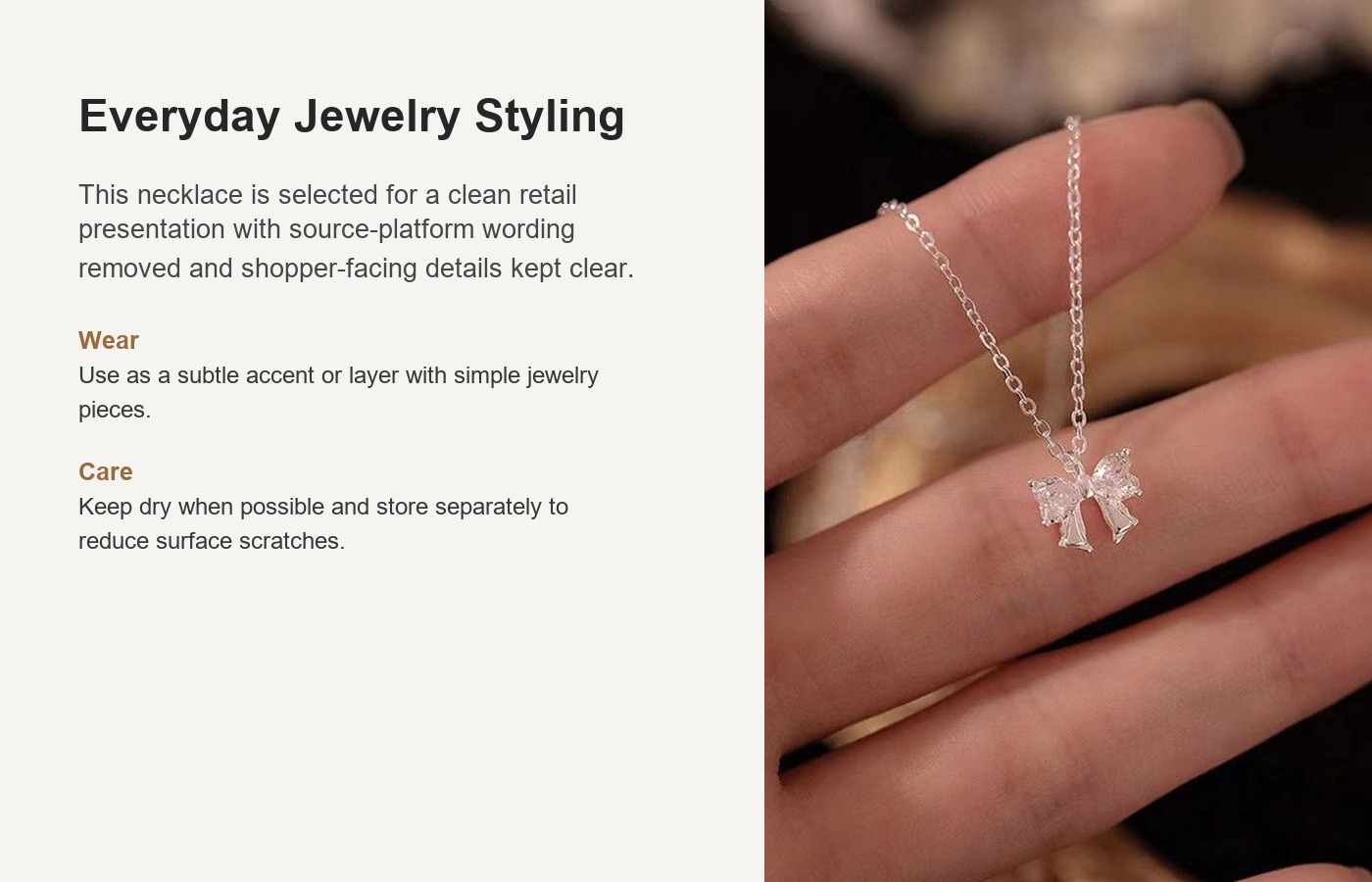 S999 Silver Heart CZ Light Luxury Collarbone Chain Necklace for Women detail image