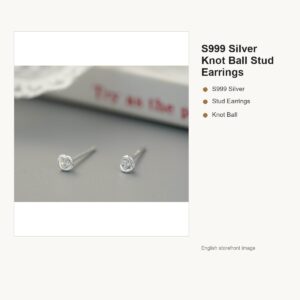 S999 Silver Knot Ball Stud Earrings for Women gallery image 1
