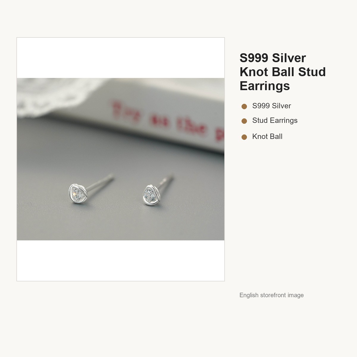 S999 Silver Knot Ball Stud Earrings for Women gallery image 1
