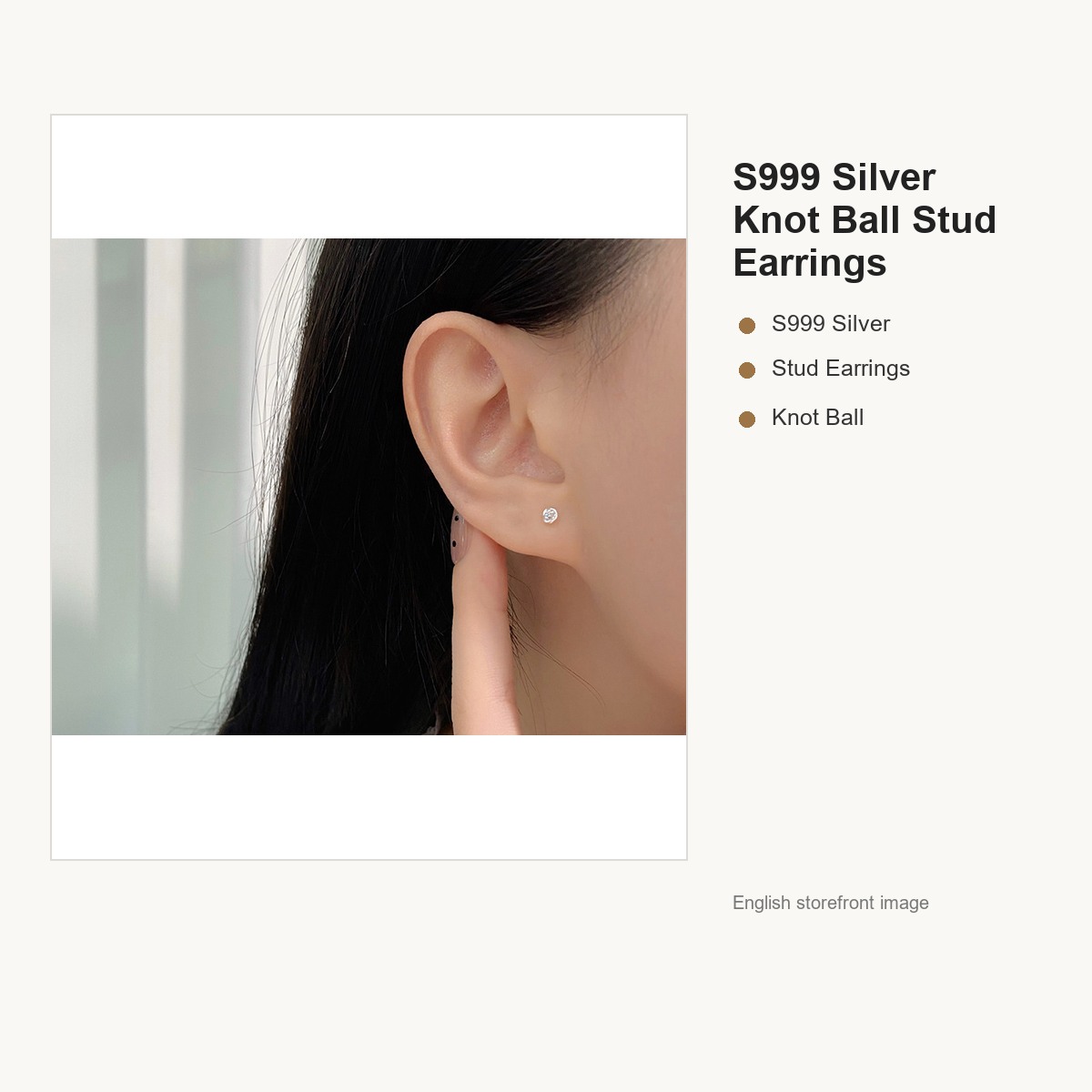 S999 Silver Knot Ball Stud Earrings for Women gallery image 3