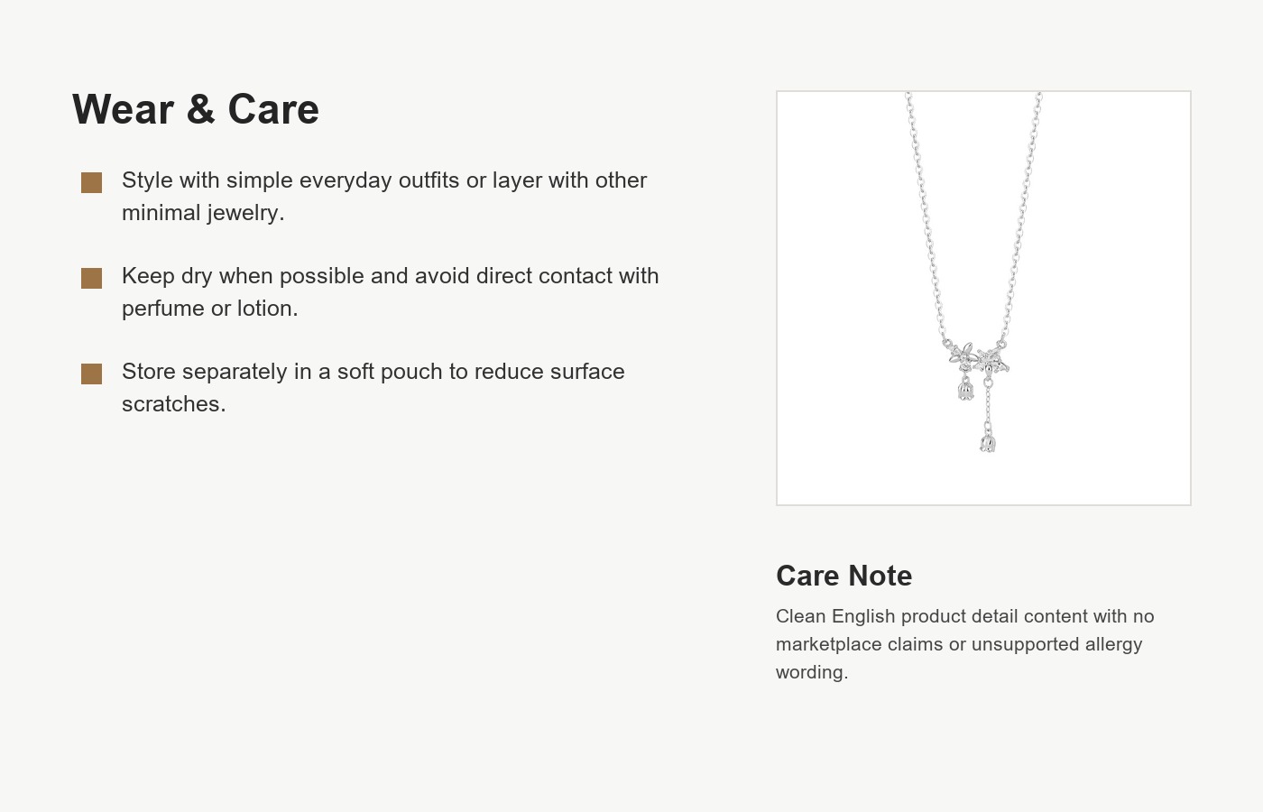 S999 Silver Lily of the Valley Tassel Necklace for Women detail image