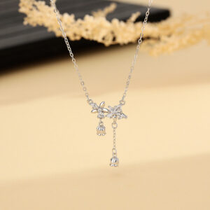 S999 Silver Lily of the Valley Tassel Necklace for Women main product image 1