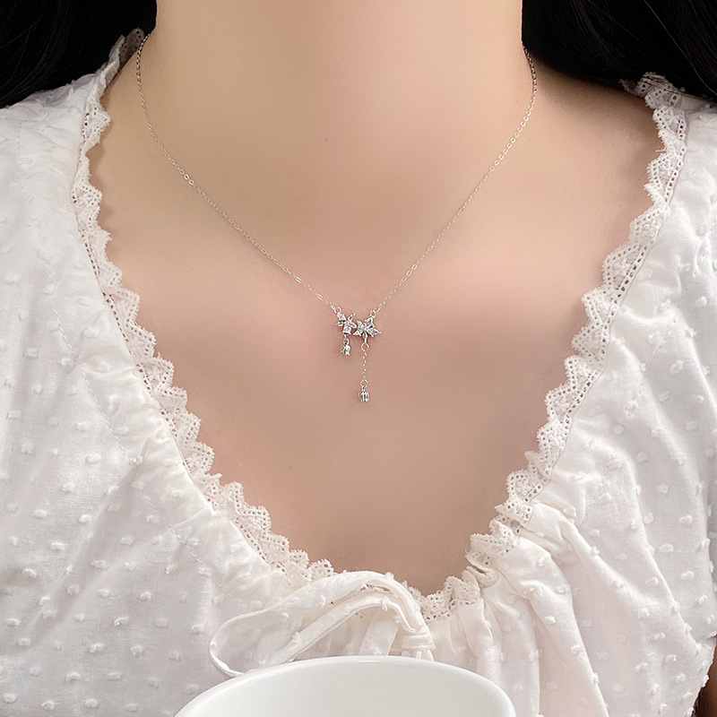 S999 Silver Lily of the Valley Tassel Necklace for Women main product image 3