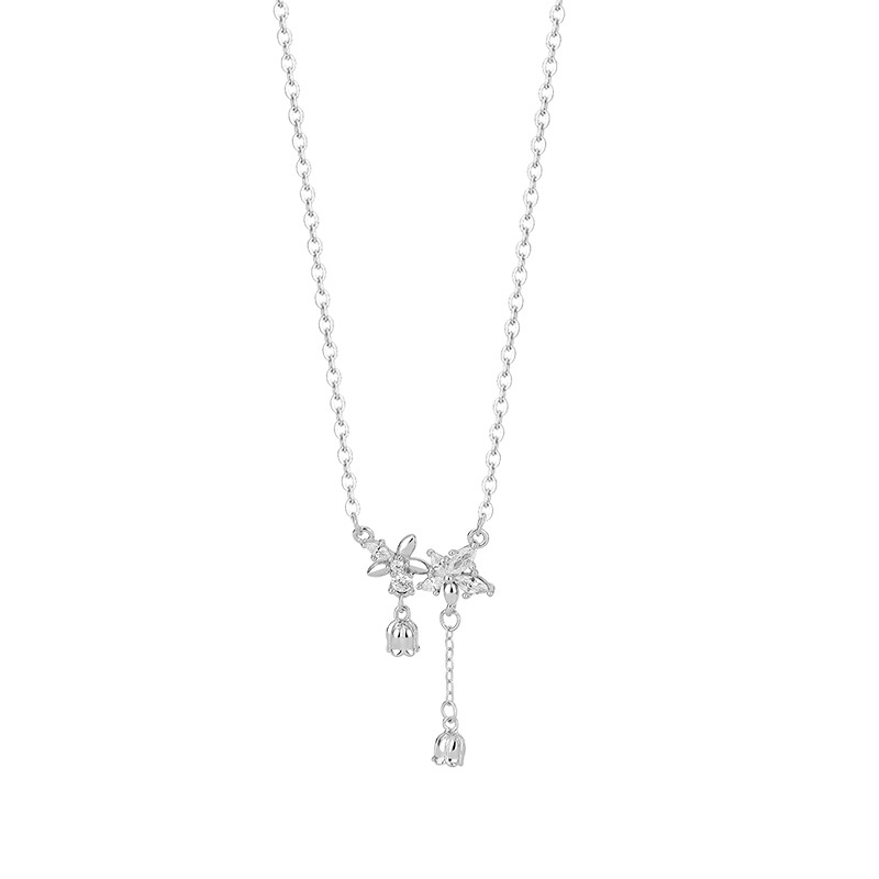 S999 Silver Lily of the Valley Tassel Necklace for Women main product image 5