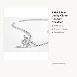 S999 Silver Lucky Clover Pendant Necklace for Women gallery image 1