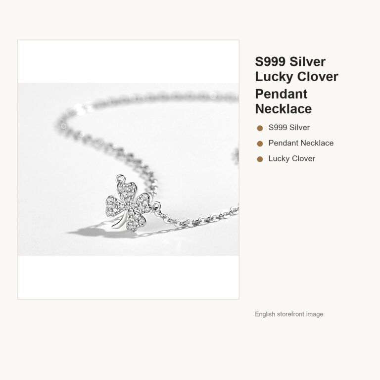 S999 Silver Lucky Clover Pendant Necklace for Women gallery image 1
